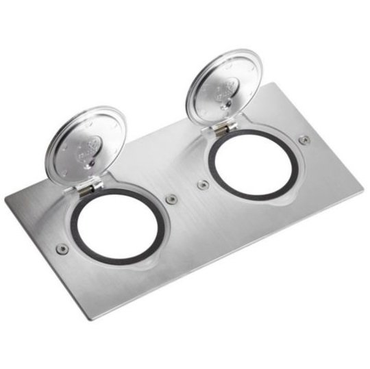 Розетка напольна, подвійна, квадратна ІР44